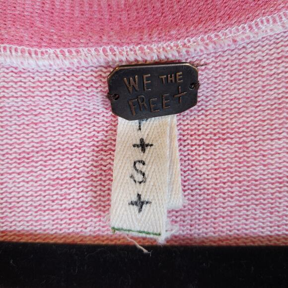 Free People Womens Star Button Knit Space Dye Sweater Top Size Small Pink Biker - Picture 3 of 8